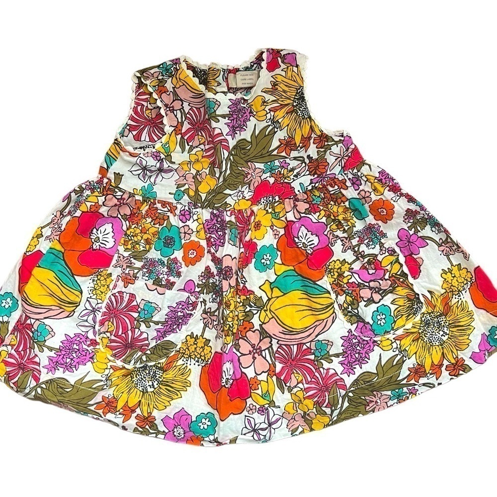 Peek Baby Infant Girl Sz 3-6m Multicolor Vibrant Floral Print Summer Dress